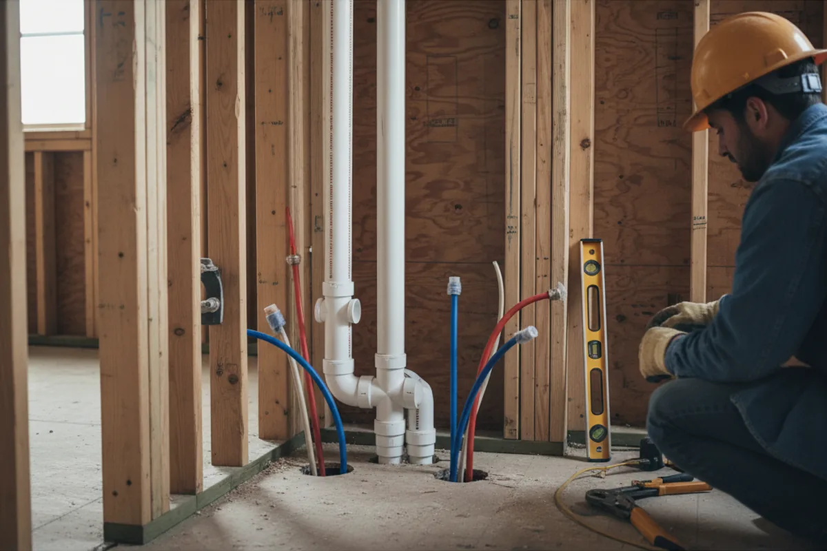Drain and supply rough-in during Drain Cleaning in Maidsville
